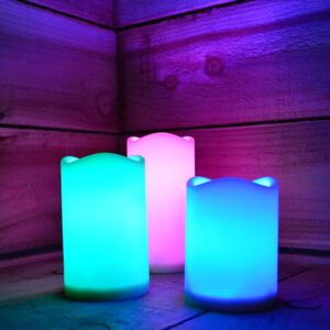 Premier Decorations - Premier Set of 3 Multi Action Colour Changing led Candles with Remote Premier Decorations - Premier Set of 3 Multi Action Colour Changing led Candles with Remote