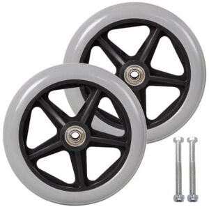170mm Front Wheel 2pcs Wheelchair Spare Wheels Solid Tire Non-slip Grey in Black Wheelchair Wheels Walkers Walking Aids (Grey) Mumu 170mm Front Wheel 2pcs Wheelchair Spare Wheels Solid Tire Non-slip Grey in Black Wheelchair Wheels Walkers Walking Aids (Grey) Mumu
