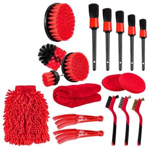TLILY 18 pcs Car Cleaning Tools Kit, Car Detailing Brush Set with Drill Attachment Set, Car Wash Kit (Red) TLILY 18 pcs Car Cleaning Tools Kit, Car Detailing Brush Set with Drill Attachment Set, Car Wash Kit (Red)