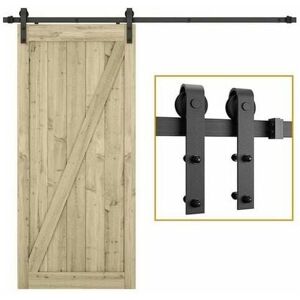 Dewdat - 183cm Hardware Sliding Door Track Set - Kit Set for Roller and Track Hanging Door System - Black. Dewdat - 183cm Hardware Sliding Door Track Set - Kit Set for Roller and Track Hanging Door System - Black.