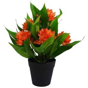 Leaf 18cm Artificial Freesia Plant Orange Flowering Leaf 18cm Artificial Freesia Plant Orange Flowering