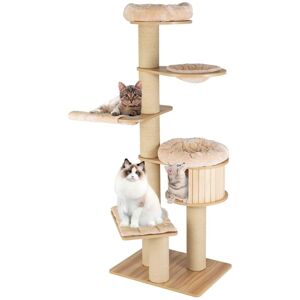 Costway - 191 cm Cat Tree Multi-Level Wooden Cat Tower Activity Center w/ Scratch Posts Costway - 191 cm Cat Tree Multi-Level Wooden Cat Tower Activity Center w/ Scratch Posts