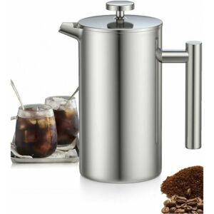 Cyslmuk - 1L Stainless Steel French Press Coffee Maker, French Press with Triple Filters, French Press with Keep Warm Function and Steel Piston Cyslmuk - 1L Stainless Steel French Press Coffee Maker, French Press with Triple Filters, French Press with Keep Warm Function and Steel Piston