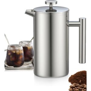 TINOR 1L Stainless Steel French Press Coffee Maker, French Press with Triple Filters, French Press with Keep Warm Function and Steel Plunger TINOR 1L Stainless Steel French Press Coffee Maker, French Press with Triple Filters, French Press with Keep Warm Function and Steel Plunger