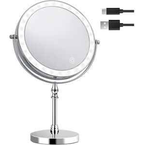 1x/10x Magnifying Makeup Mirror Lighted Magnifying Mirror, 3 Adjustable Light Colors USB Charging Tabletop Mirror 360° Rotation, for Home and Bathroom 1x/10x Magnifying Makeup Mirror Lighted Magnifying Mirror, 3 Adjustable Light Colors USB Charging Tabletop Mirror 360° Rotation, for Home and Bathroom