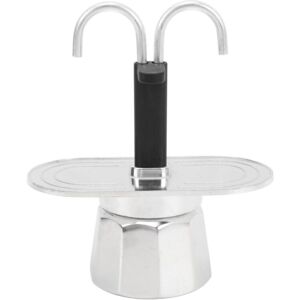 Tlily - 2 Cup Coffee Maker, 100ml Mini Pot Double-Head Aluminum Stovetop Espresso Maker for Home Cafe Office Use Tlily - 2 Cup Coffee Maker, 100ml Mini Pot Double-Head Aluminum Stovetop Espresso Maker for Home Cafe Office Use