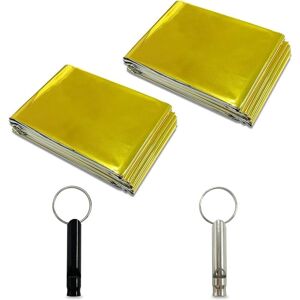 CYSLMUK 2 Emergency Survival Blanket Emergency Sleeping Bag Warm Waterproof Blanket Suitable for Outdoor Camping Hiking, 2 Free Wilderness Survival Whistles CYSLMUK 2 Emergency Survival Blanket Emergency Sleeping Bag Warm Waterproof Blanket Suitable for Outdoor Camping Hiking, 2 Free Wilderness Survival Whistles