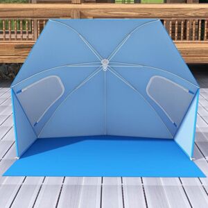 Costway - 2-In-1 Sun Umbrella Convertible Beach Tent for 2-4 People w/Roll-Up Windows Costway - 2-In-1 Sun Umbrella Convertible Beach Tent for 2-4 People w/Roll-Up Windows