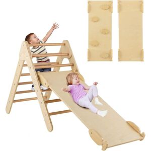 Costway - 2-in-1 Triangle Climbing Set Wooden Toddler Climbing Triangle Ladder with Ramp Natural Costway - 2-in-1 Triangle Climbing Set Wooden Toddler Climbing Triangle Ladder with Ramp Natural