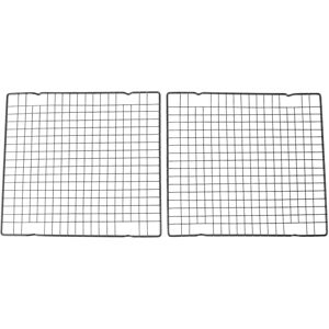 GROOFOO 2 Pack Cooling Racks Black Carbon Steel Nonstick Grid Wire Tray Oven Grilling Rack for Baking and Cooking GROOFOO 2 Pack Cooling Racks Black Carbon Steel Nonstick Grid Wire Tray Oven Grilling Rack for Baking and Cooking