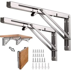 WOIYIC 2 Pack Heavy Duty Retractable Folding Shelf Bracket for Garage Workbench, Folding Shelf Bracket, 12" / 300mm Stainless Steel Wall Mounted Folding WOIYIC 2 Pack Heavy Duty Retractable Folding Shelf Bracket for Garage Workbench, Folding Shelf Bracket, 12" / 300mm Stainless Steel Wall Mounted Folding
