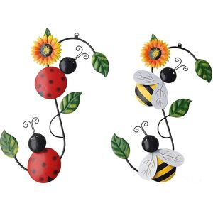 Aougo - 2 Pack Metal Patio Decoration Bumble BeeGood Ladybug Art Accents Garden Sculptures Aougo - 2 Pack Metal Patio Decoration Bumble BeeGood Ladybug Art Accents Garden Sculptures