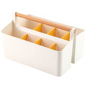 TLILY 2Pack Pen Holder Desk Caddys with Wooden Handle, Art Crafts Storage Organizer Adjustable Compartment (White/Yellow) TLILY 2Pack Pen Holder Desk Caddys with Wooden Handle, Art Crafts Storage Organizer Adjustable Compartment (White/Yellow)