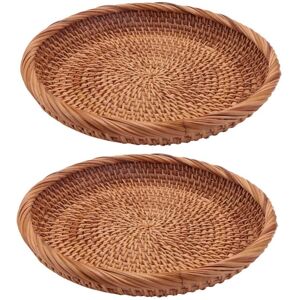 TLILY 2 Pack Rattan Woven Storage Basket,Bread Basket Display Fruit Candy Cake Tray,for Keys,Wallet,Cell Phone(7.5Inch) TLILY 2 Pack Rattan Woven Storage Basket,Bread Basket Display Fruit Candy Cake Tray,for Keys,Wallet,Cell Phone(7.5Inch)