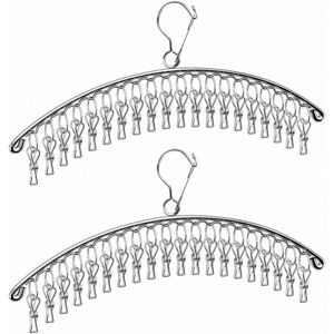 Cyslmuk - 2 Pack Stainless Steel Sock Drying Rack with 40 Clips Small Clothes Dryer Windproof Hanger for Socks Underwear Towels Shoes Cyslmuk - 2 Pack Stainless Steel Sock Drying Rack with 40 Clips Small Clothes Dryer Windproof Hanger for Socks Underwear Towels Shoes