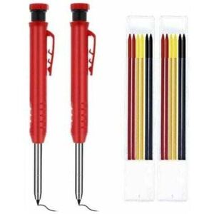TOOLIVE 2 Pack Strong Automatic Carpenter Mechanical Pencils with Pencil Refills for Drawing, Woodworking Lead, Black, Yellow, Red, TOOLIVE 2 Pack Strong Automatic Carpenter Mechanical Pencils with Pencil Refills for Drawing, Woodworking Lead, Black, Yellow, Red,