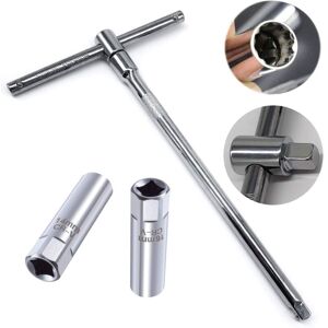 SERBIA 2 pcs 3/8' douille de bougie d'allumage à paroi mince outil de démontage à 12 points 14 mm et 16 mm + 3/8' clé en t réglable couple d'entraînement SERBIA 2 pcs 3/8' douille de bougie d'allumage à paroi mince outil de démontage à 12 points 14 mm et 16 mm + 3/8' clé en t réglable couple d'entraînement