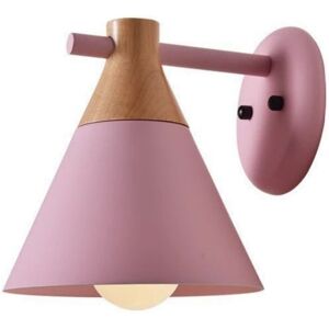 WOTTES Modern Wall Lamp Metal Wooden Wall Light Decorative Wall Sconce for Hallway Living Room Bedroom Kitchen Pink WOTTES Modern Wall Lamp Metal Wooden Wall Light Decorative Wall Sconce for Hallway Living Room Bedroom Kitchen Pink