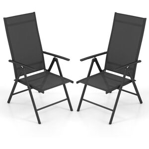 COSTWAY 2 Pcs Patio Folding Dining Chairs Adjustable Outdoor Reclining Chairs w/Armrests COSTWAY 2 Pcs Patio Folding Dining Chairs Adjustable Outdoor Reclining Chairs w/Armrests