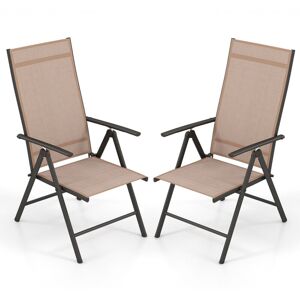 Costway - 2 Pcs Patio Folding Dining Chairs Adjustable Outdoor Reclining Chairs w/Armrests Costway - 2 Pcs Patio Folding Dining Chairs Adjustable Outdoor Reclining Chairs w/Armrests