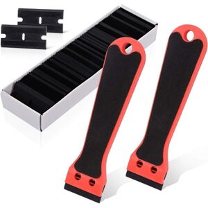 BEIJIYI 2 Pcs Plastic Scrapers with 100 Spatulas, Long Handle Scrapers, for Removing Labels, Glue, Paint, Stickers and Decals, Red BEIJIYI 2 Pcs Plastic Scrapers with 100 Spatulas, Long Handle Scrapers, for Removing Labels, Glue, Paint, Stickers and Decals, Red