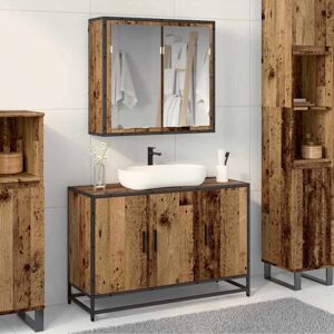Bathroom Furniture Set with Door 2 pcs Old Wood Engineered Wood vidaXL Bathroom Furniture Set with Door 2 pcs Old Wood Engineered Wood vidaXL