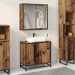 Bathroom Furniture Set with Door 2 pcs Old wood Engineered wood vidaXL Bathroom Furniture Set with Door 2 pcs Old wood Engineered wood vidaXL