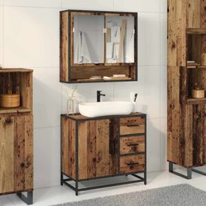 Bathroom Furniture Set with Door 2 pcs Old Wood Engineered Wood vidaXL Bathroom Furniture Set with Door 2 pcs Old Wood Engineered Wood vidaXL