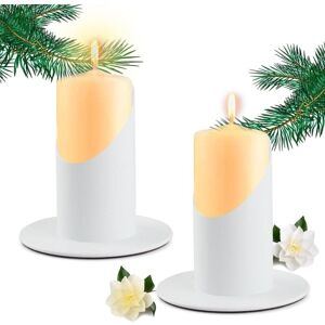 WOIYIC 2-piece Black Candlestick Set, Retro Candlestick, Black Iron Candlestick, Metal Candlestick, Flat Candle (White) WOIYIC 2-piece Black Candlestick Set, Retro Candlestick, Black Iron Candlestick, Metal Candlestick, Flat Candle (White)