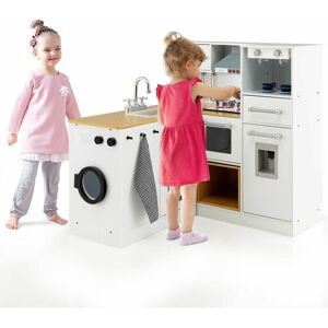 Costway - 2-Piece Kids Pretend Play Set Kitchen and Washing Machine Toy Kitchen Toy Set Costway - 2-Piece Kids Pretend Play Set Kitchen and Washing Machine Toy Kitchen Toy Set