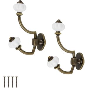 LINGHHANG 2-Piece Retro Coat Hook Set, 14 x 9.5 cm Retro Hook Coat Hook, Vintage Hooks with 4 Screws, Rustic Shabby Chic Hooks, Zinc Alloy and Ceramic Material LINGHHANG 2-Piece Retro Coat Hook Set, 14 x 9.5 cm Retro Hook Coat Hook, Vintage Hooks with 4 Screws, Rustic Shabby Chic Hooks, Zinc Alloy and Ceramic Material