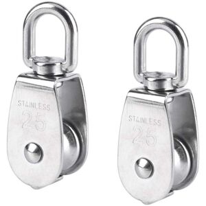 WOIYIC 2 Pieces 25 mm Single Pulley Stainless Steel Pulley Lifting Pulley Pulley Capacity 150 kg - Silver WOIYIC 2 Pieces 25 mm Single Pulley Stainless Steel Pulley Lifting Pulley Pulley Capacity 150 kg - Silver