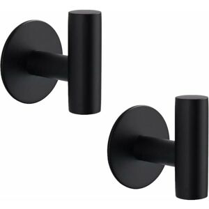Dewdat - 2 Pieces Adhesive Stainless Steel Bathroom Hooks No Drilling Towel Hooks For Bath Kitchen Toilets Closets Black Round Dewdat - 2 Pieces Adhesive Stainless Steel Bathroom Hooks No Drilling Towel Hooks For Bath Kitchen Toilets Closets Black Round