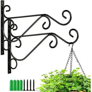 MEMKEY 2 Pack Balcony Wall Plant Stand, Balcony Wall Plant Stand with Screws, Metal Wrought Iron Hanging Basket Brackets, Accessories, Suitable for Hanging MEMKEY 2 Pack Balcony Wall Plant Stand, Balcony Wall Plant Stand with Screws, Metal Wrought Iron Hanging Basket Brackets, Accessories, Suitable for Hanging