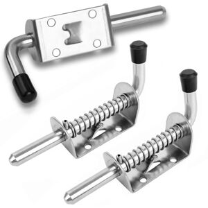 WOIYIC 2 Pieces Heavy Duty Spring Latch Stainless Steel, Stainless Steel Spring Bolts, Barrel Bolt for Garage/Garden Door, Cupboard(10 X 128mm)(Silver) WOIYIC 2 Pieces Heavy Duty Spring Latch Stainless Steel, Stainless Steel Spring Bolts, Barrel Bolt for Garage/Garden Door, Cupboard(10 X 128mm)(Silver)