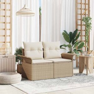 Garden Sofa with Cushion Beige 141 x 62 x 69cm Poly Rattan Vidaxl Garden Sofa with Cushion Beige 141 x 62 x 69cm Poly Rattan Vidaxl