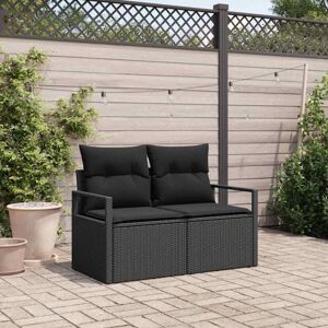 Garden Sofa with Cushion Black 120 x 62 x 69cm Poly Rattan Vidaxl Garden Sofa with Cushion Black 120 x 62 x 69cm Poly Rattan Vidaxl