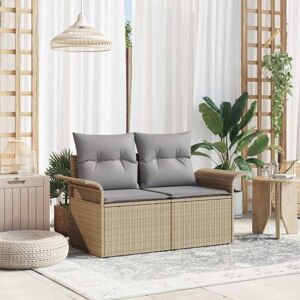 Garden Sofa with Cushion Beige 141 x 62 x 69cm Poly Rattan Vidaxl Garden Sofa with Cushion Beige 141 x 62 x 69cm Poly Rattan Vidaxl