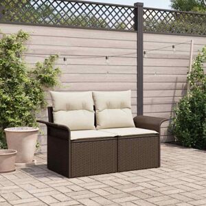 Garden Sofa with Cushion Brown 141 x 62 x 69cm Poly Rattan Vidaxl Garden Sofa with Cushion Brown 141 x 62 x 69cm Poly Rattan Vidaxl