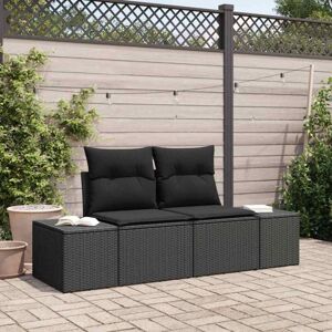 Garden Sofa with Cushion Black 123 x 62 x 69cm Poly Rattan Vidaxl Garden Sofa with Cushion Black 123 x 62 x 69cm Poly Rattan Vidaxl