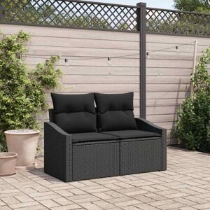 Garden Sofa with Cushion Black 123 x 62 x 69cm Poly Rattan Vidaxl Garden Sofa with Cushion Black 123 x 62 x 69cm Poly Rattan Vidaxl