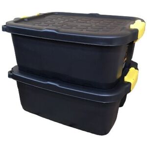 Samuel Alexander 2 x 24L Heavy Duty Storage Boxes - Black Samuel Alexander 2 x 24L Heavy Duty Storage Boxes - Black