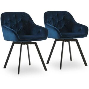 CLIPOP Dining Chairs, 2X Velvet Thick Padded 360°Swivel Armchair with Backrest and Metal Legs, Blue CLIPOP Dining Chairs, 2X Velvet Thick Padded 360°Swivel Armchair with Backrest and Metal Legs, Blue