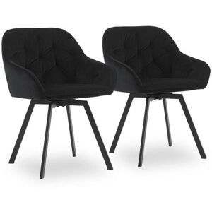 Clipop - Dining Chairs,2X Velvet Thick Padded 360°Swivel Armchair with Backrest and Metal Legs, Black Clipop - Dining Chairs,2X Velvet Thick Padded 360°Swivel Armchair with Backrest and Metal Legs, Black