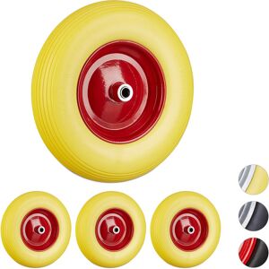 Set of 4 Relaxdays Wheelbarrow Wheels 4.80 4.00-8, Solid Rubber, Steel Rim, Spare Tire, 100kg Capacity, Yellow/Red Set of 4 Relaxdays Wheelbarrow Wheels 4.80 4.00-8, Solid Rubber, Steel Rim, Spare Tire, 100kg Capacity, Yellow/Red