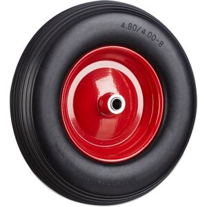 Relaxdays - Set of 4 Wheelbarrow Wheels 4.80 4.00-8, Solid Rubber, Steel Rim, Spare Tire, 100kg Capacity, Black-Red Relaxdays - Set of 4 Wheelbarrow Wheels 4.80 4.00-8, Solid Rubber, Steel Rim, Spare Tire, 100kg Capacity, Black-Red