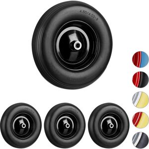 Set of 4 Relaxdays Wheelbarrow Wheels 4.80 4.00-8, Solid Rubber, Steel Rim, Spare Tire, 100kg Capacity, Black Set of 4 Relaxdays Wheelbarrow Wheels 4.80 4.00-8, Solid Rubber, Steel Rim, Spare Tire, 100kg Capacity, Black