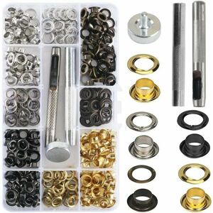 TRIMEC 200pcs Oeillets Coutures 6mm Kit Grommets Oeillets en Métal pour Bâche/Ceinture/Chaussures/Chapeau/Parachute -avec 3pcs Outils et Boîte de TRIMEC 200pcs Oeillets Coutures 6mm Kit Grommets Oeillets en Métal pour Bâche/Ceinture/Chaussures/Chapeau/Parachute -avec 3pcs Outils et Boîte de
