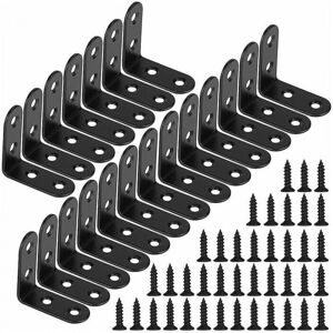 20pcs Black Right Angle Brackets, L-Shaped Metal Brackets with Screws for Wooden Furniture Support, 40 x 40 x 17mm, Wall Shelf Ymyny 20pcs Black Right Angle Brackets, L-Shaped Metal Brackets with Screws for Wooden Furniture Support, 40 x 40 x 17mm, Wall Shelf Ymyny