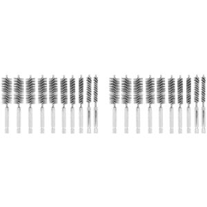 Tlily - 20Pcs Stainless Steel Bore Brush Set Different Sizes 1/4 Inch Hex Shank, Metal Accessory for Drill Set Tlily - 20Pcs Stainless Steel Bore Brush Set Different Sizes 1/4 Inch Hex Shank, Metal Accessory for Drill Set